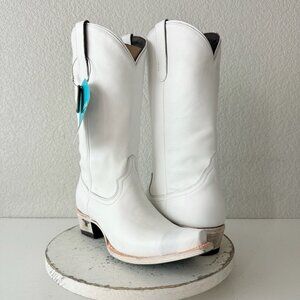Lane EMMA JANE Womens Cowboy Boots Matte White Western Mid Calf Tall Snip Toe 11
